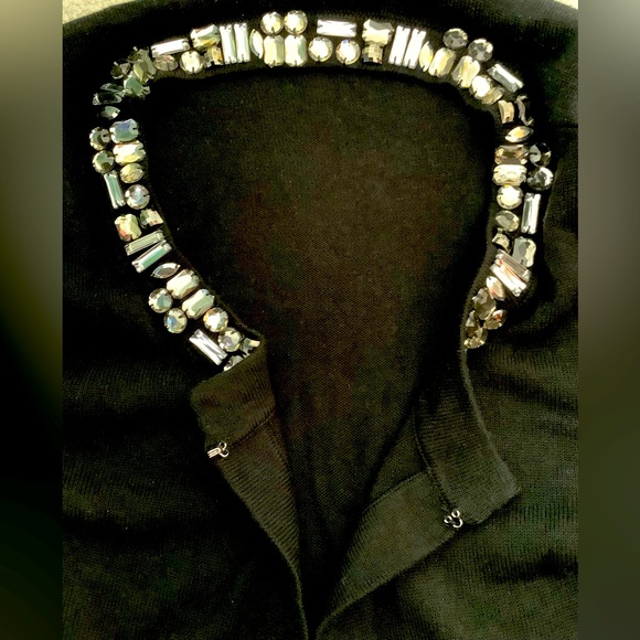 Banana Republic Sparkly Gems Collar Cardigan Sweater, Black, Women’s Size L - Picture 5 of 7